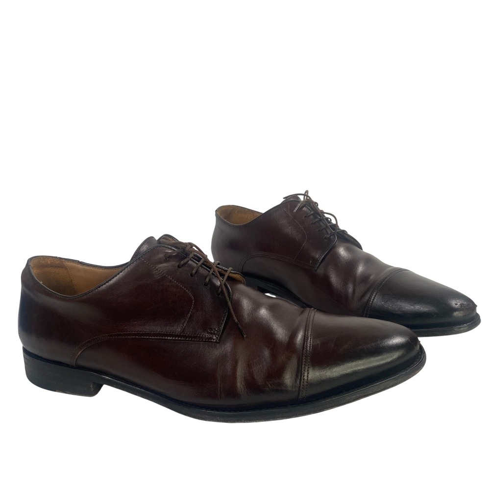 Suitsupply Cap Toe Derby Shoes Mens 10.5 Dark Brown Leather Made in Italy
